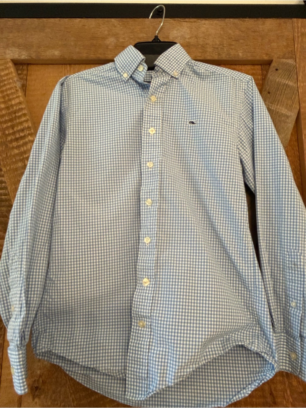 Vineyard Vines Whale Button Down Shirt Lt. Blue Gingham Check XS